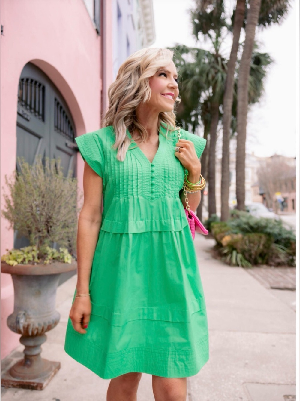 Avara Green Tiered Midi Dress
